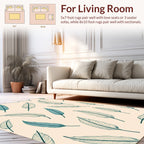 Feather Pattern Elegant Beige Blue Design Rug