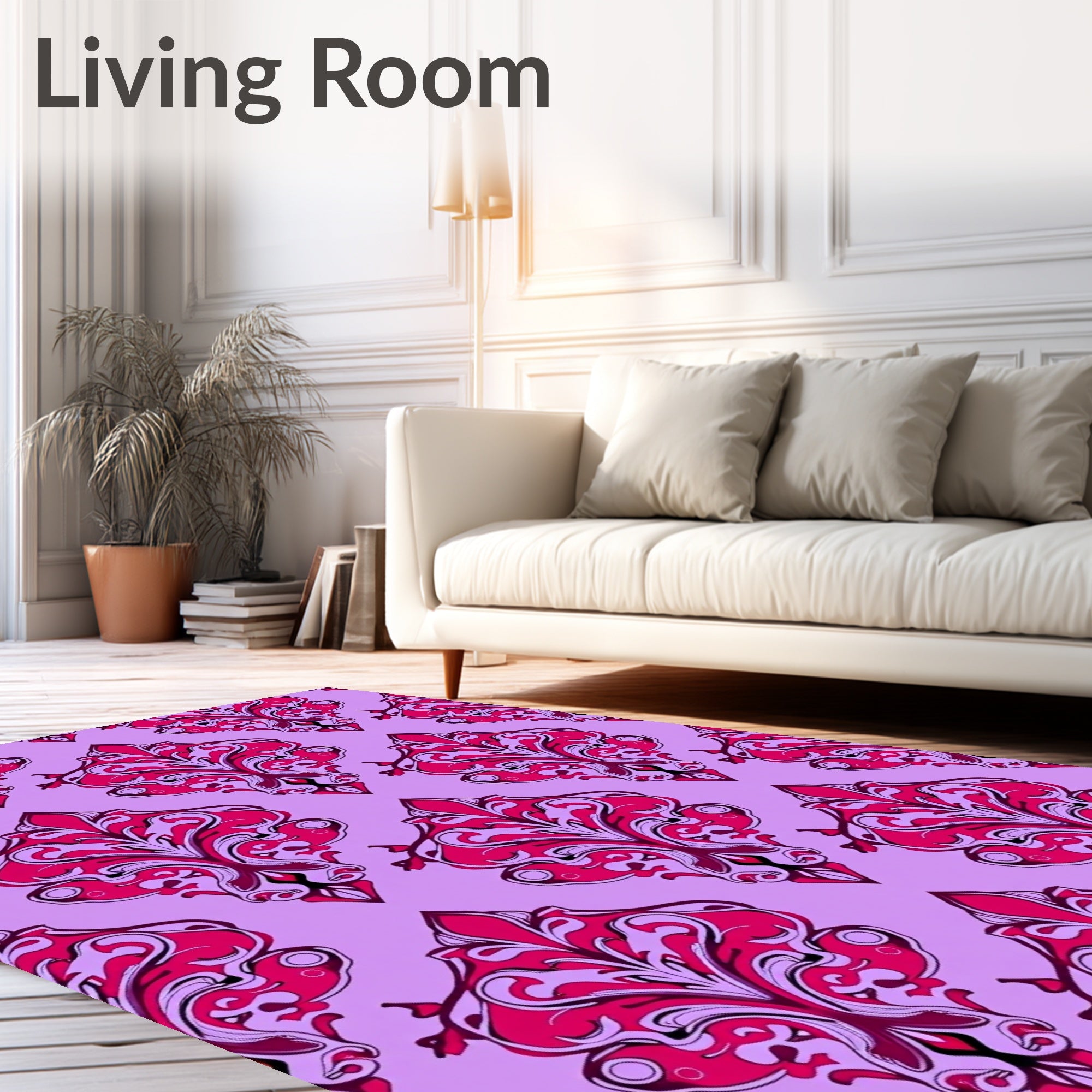 Ornate Floral Damask Pattern Rug