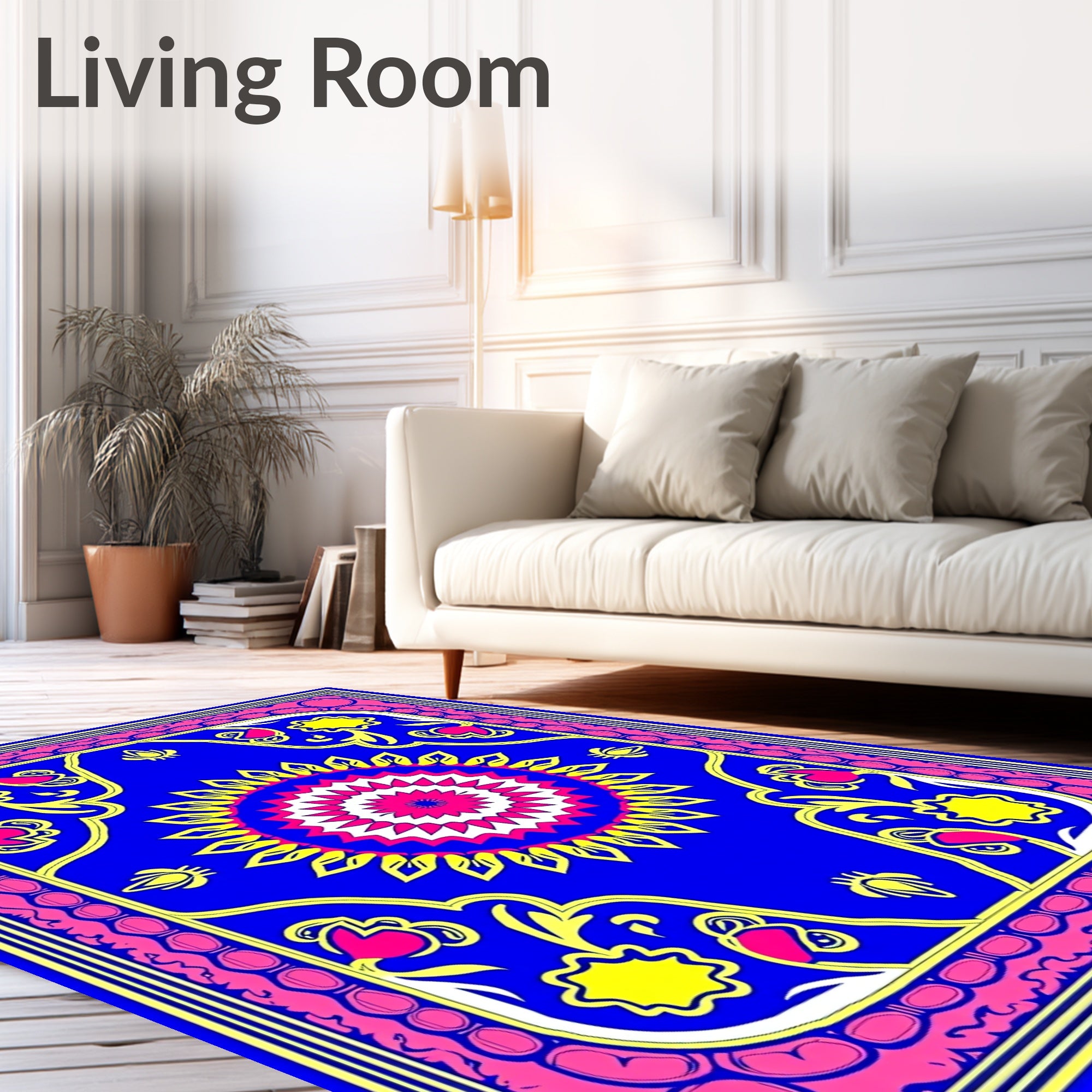 Bright Floral Mandala Pattern Rug