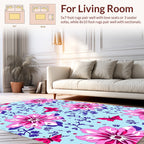 Pink Floral Butterfly Pattern Design Rug