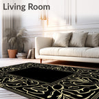 Ornate Floral Scrollwork Accent Frame Rug