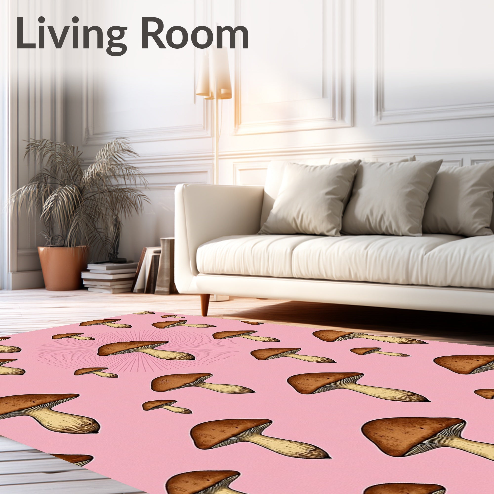 Whimsical Mushroom Pattern Design Rug