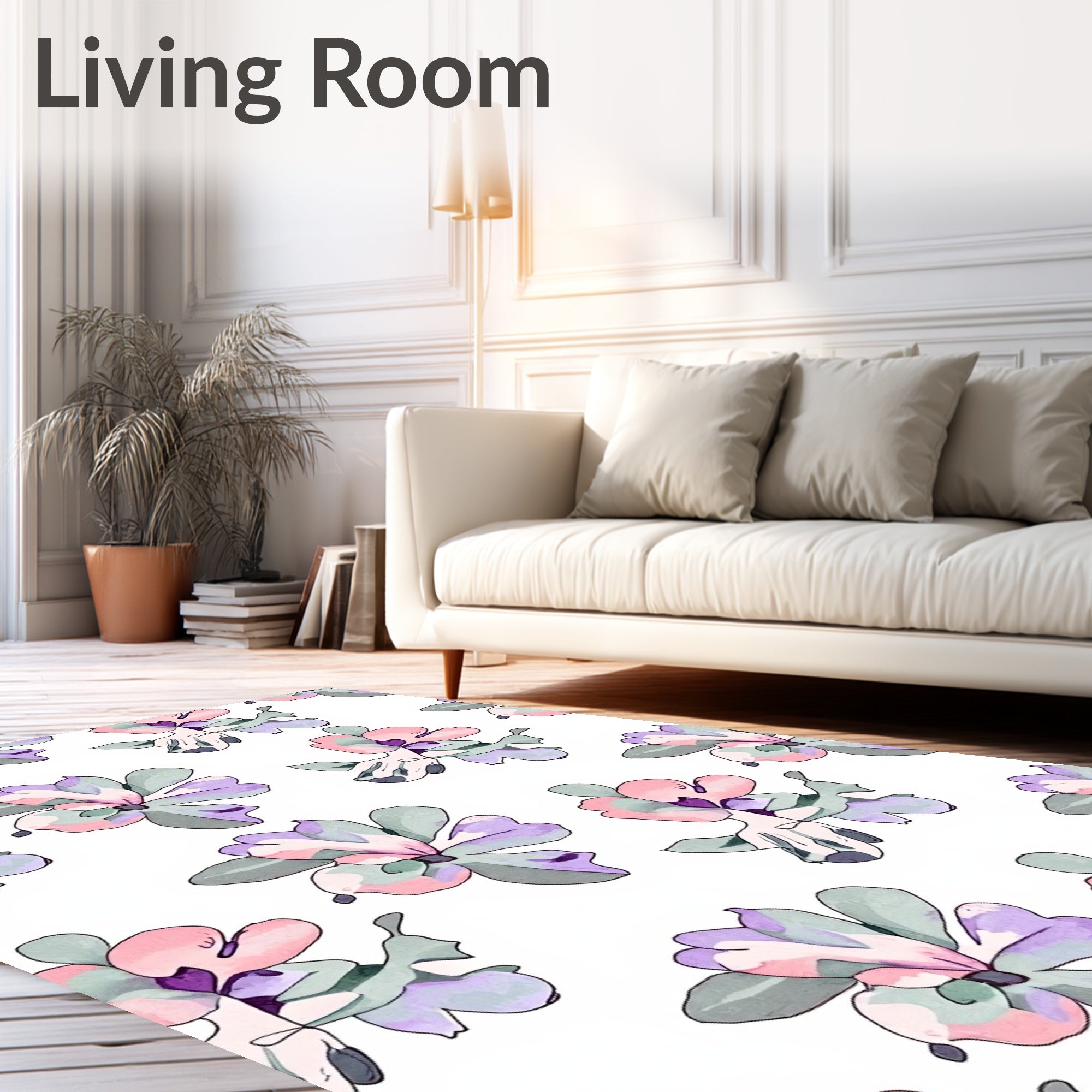 Pastel Floral Watercolor Design Rug