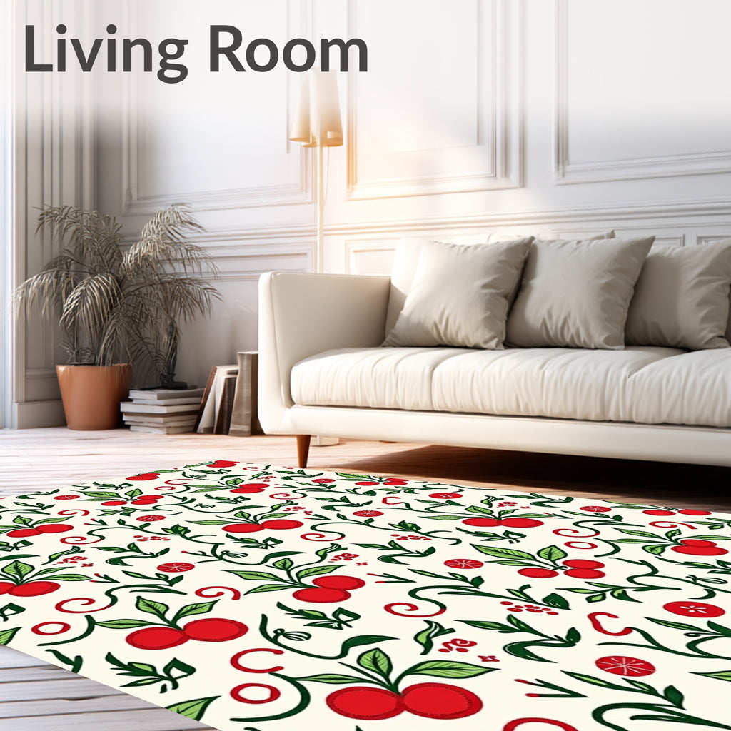 Cherry Vine Botanical Print Rug