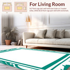 Abstract Teal Vine Patterned Frame Rug