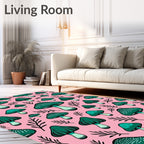 Whimsical Teal Mushroom Forest Rug