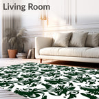 Deep Green Floral Patterned Design Rug