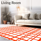 Bold Orange Grid Design Rug