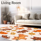 Autumn Cats Leaves Pattern Rug