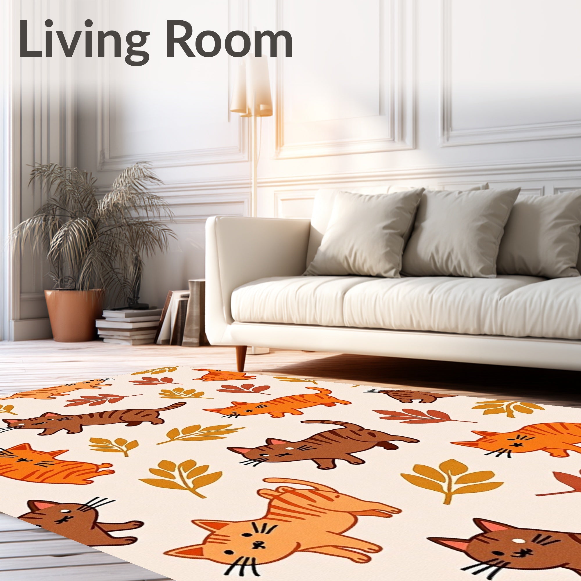 Autumn Cats Leaves Pattern Rug