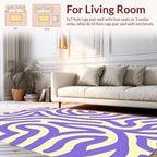 Whimsical Purple Cream Abstract Lines Rug