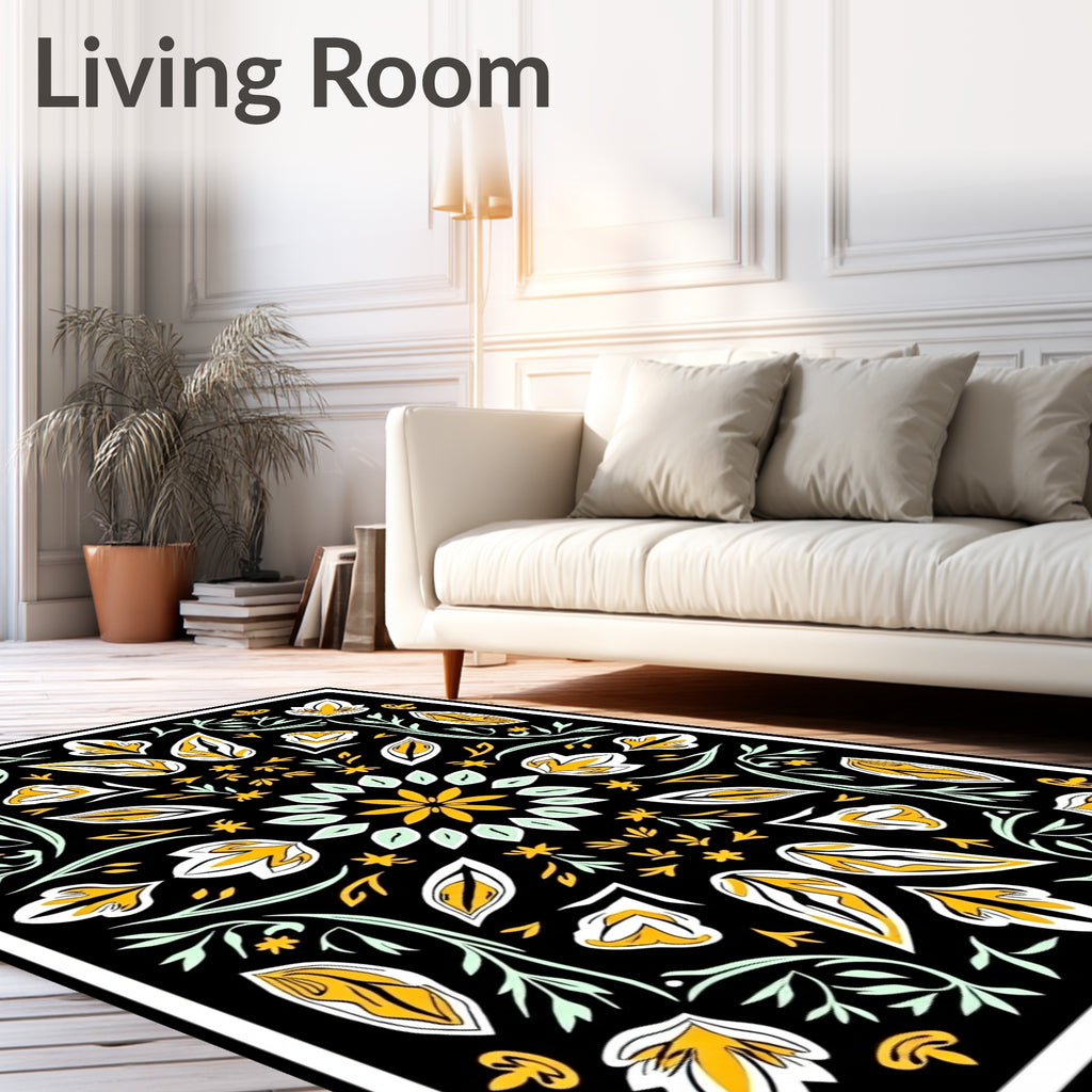 Bold Floral Medallion Pattern Rug