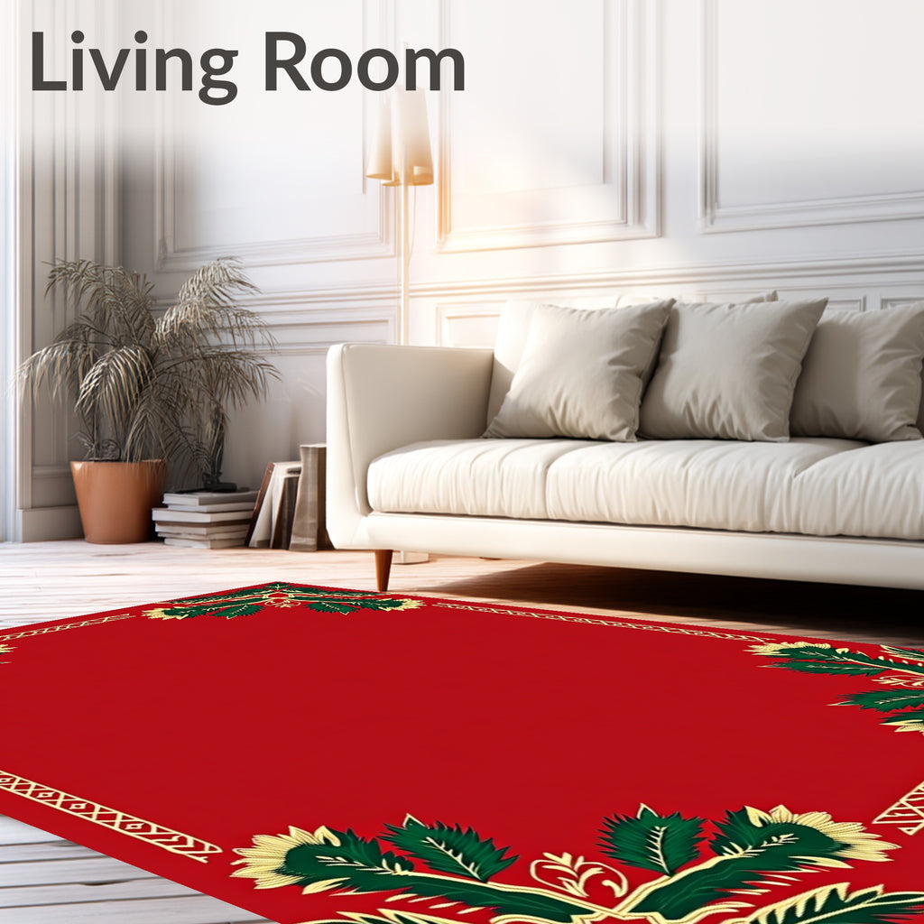 Festive Floral Corner Border Rug