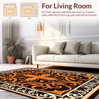 Orange Floral Scrollwork Pattern Rug