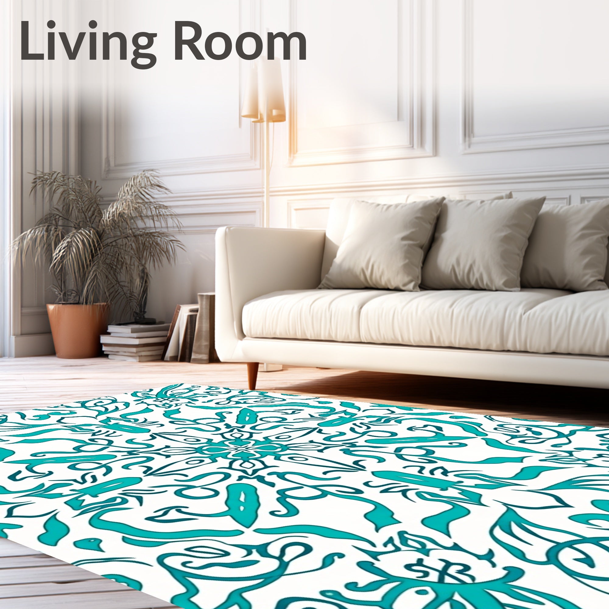 Teal Scrollwork Classic Pattern Rug