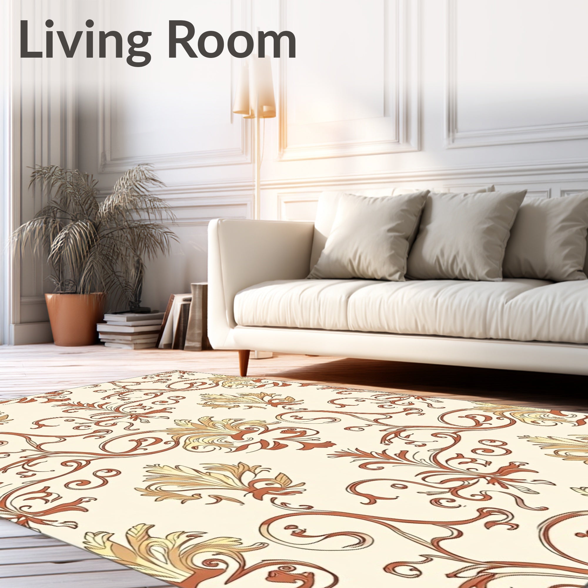 Ornate Floral Swirls Pattern Rug