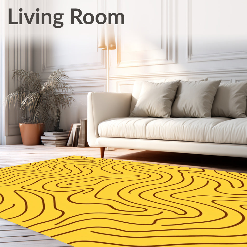 Flowing Abstract Yellow Pattern Rug