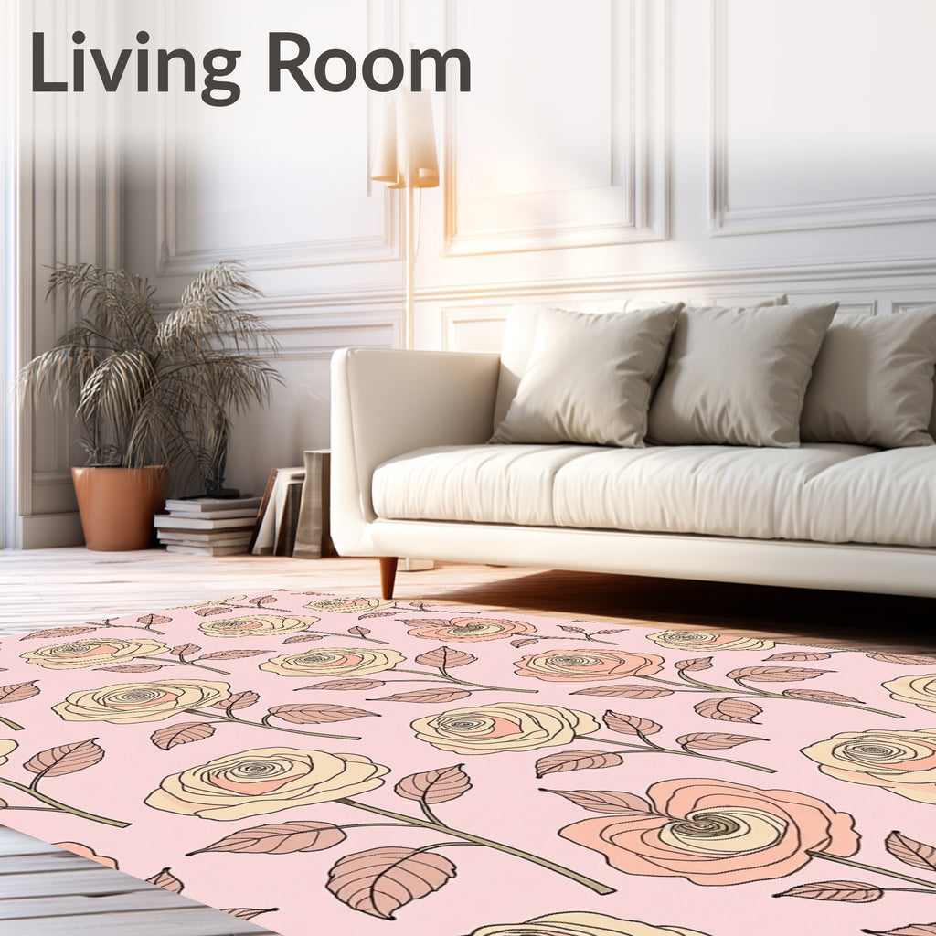 Rose Garden Pastel Floral Print Rug