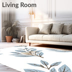Soft Blue Leafy Branch Pattern Rug