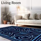 Neo-Art Deco Blue Swirl Design Rug