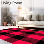 Bold Red and Black Buffalo Check Rug