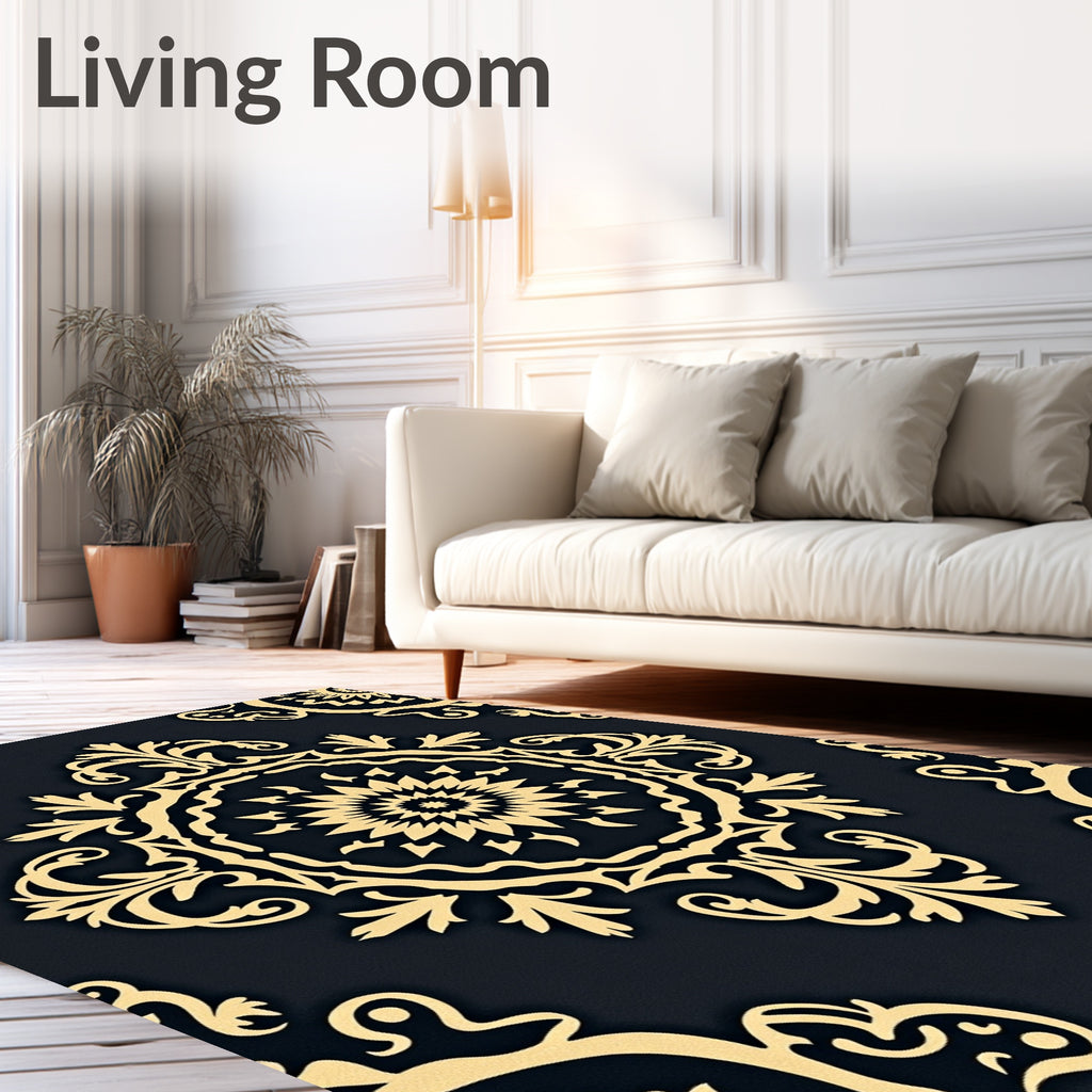 Classic Gold Floral Medallion Rug