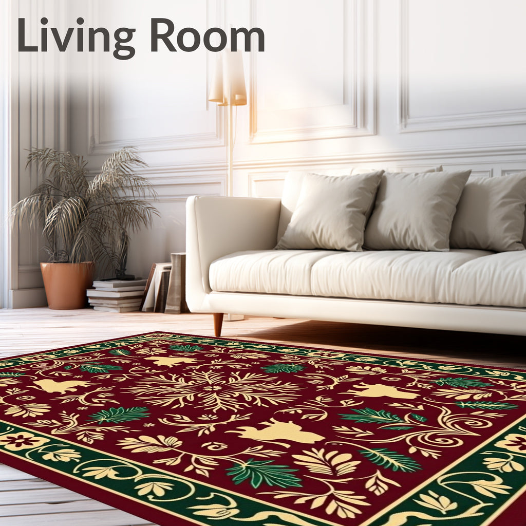 Regal Floral Animal Medallion Pattern Rug