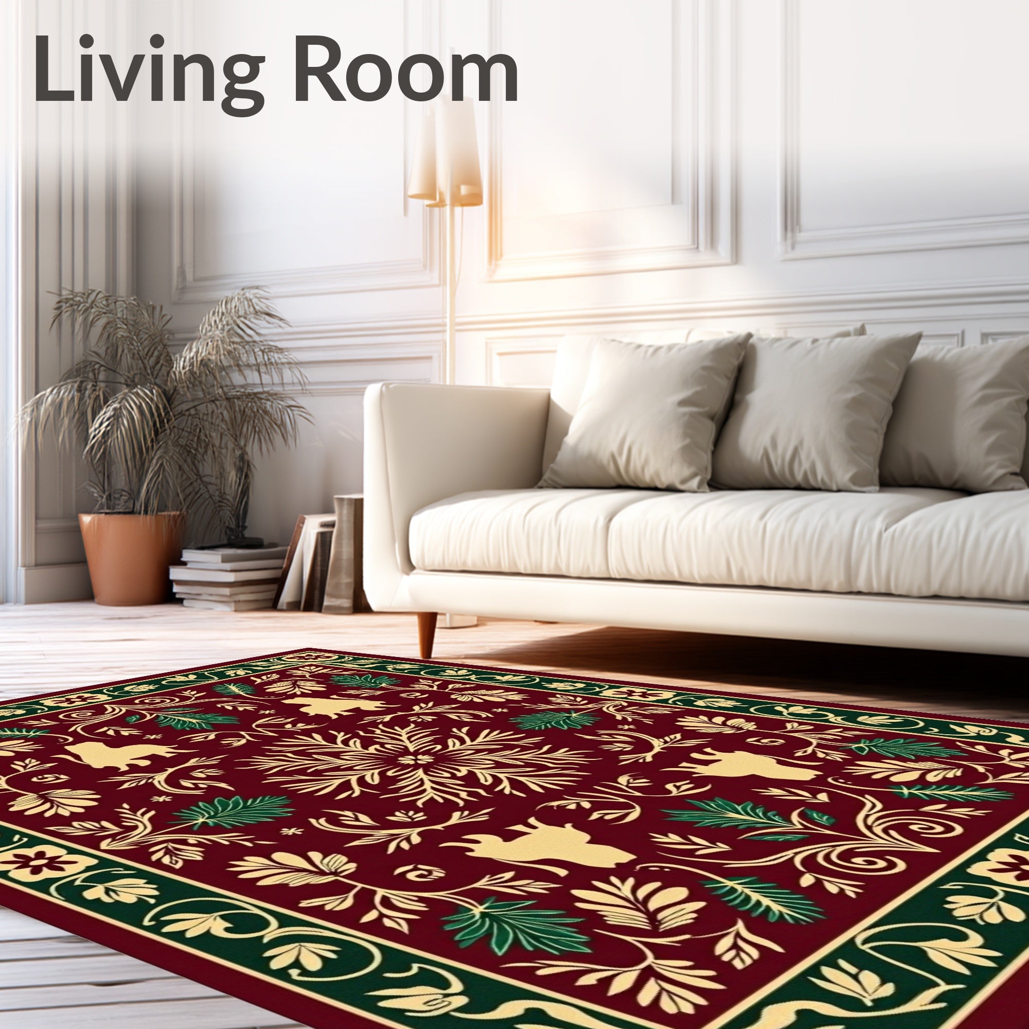 Regal Floral Animal Medallion Pattern Rug