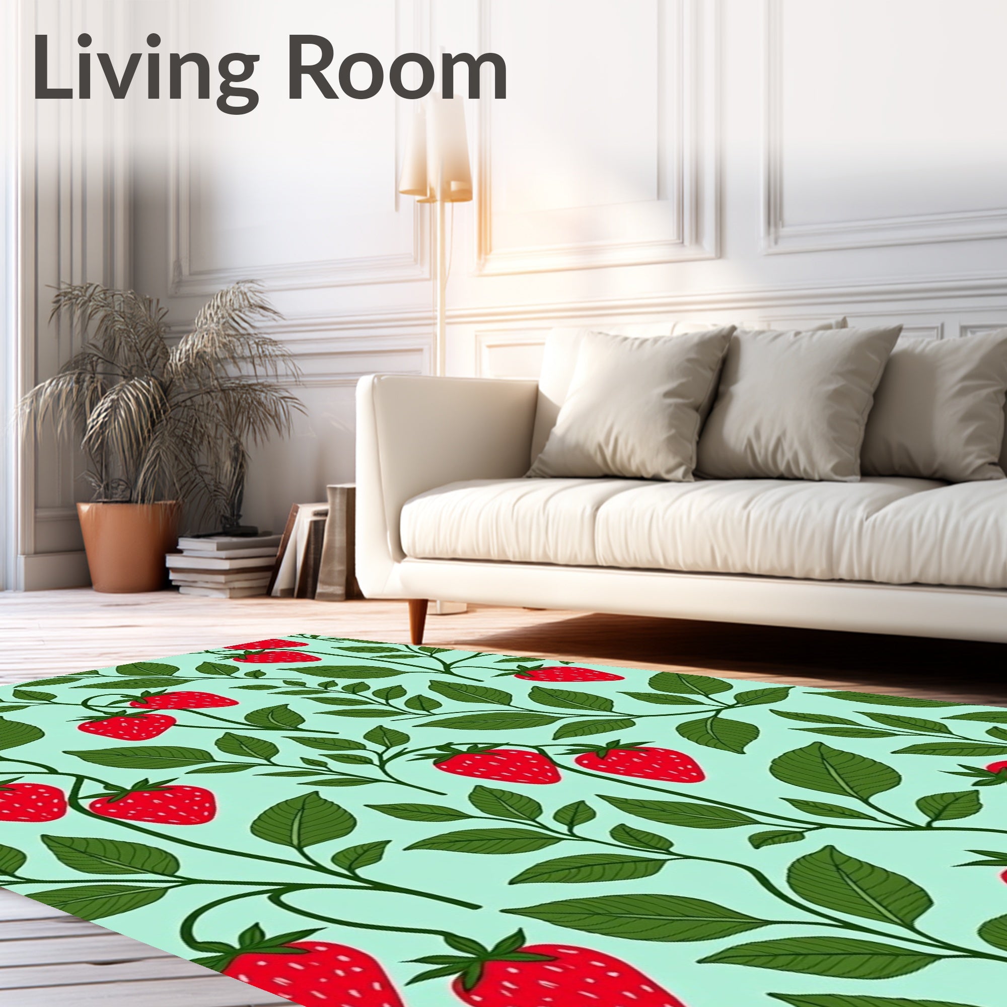 Farmhouse Strawberry Vine Pattern Rug
