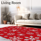 White Snowflakes Festive Pattern Rug
