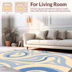 Abstract Swirls Blue Cream Graphic Rug