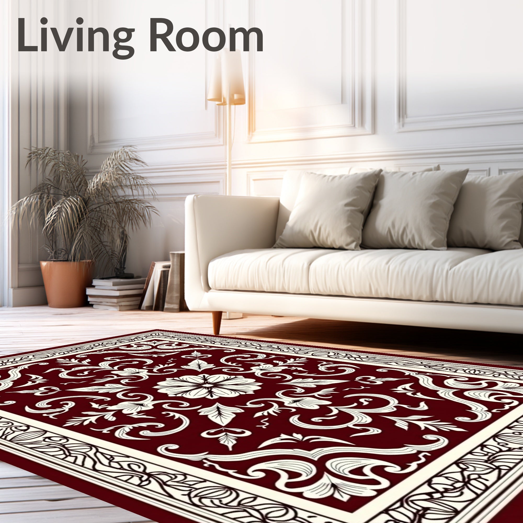 Ornate Floral Vine Pattern Rug