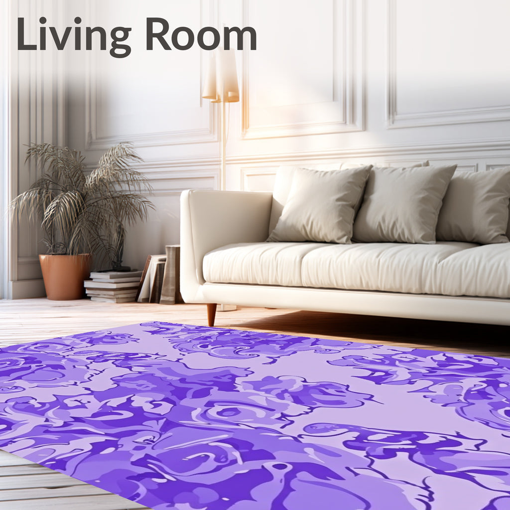 Purple Floral Abstract Pattern Rug