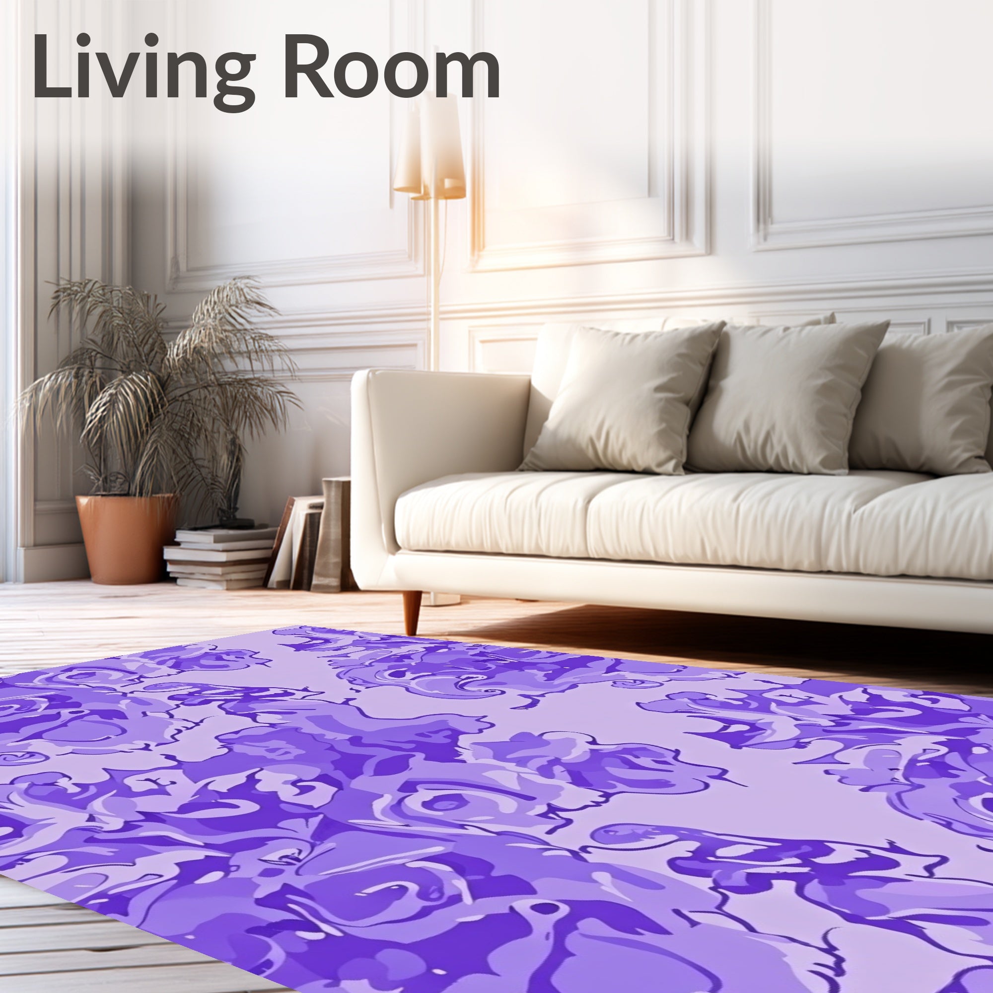 Purple Floral Abstract Pattern Rug