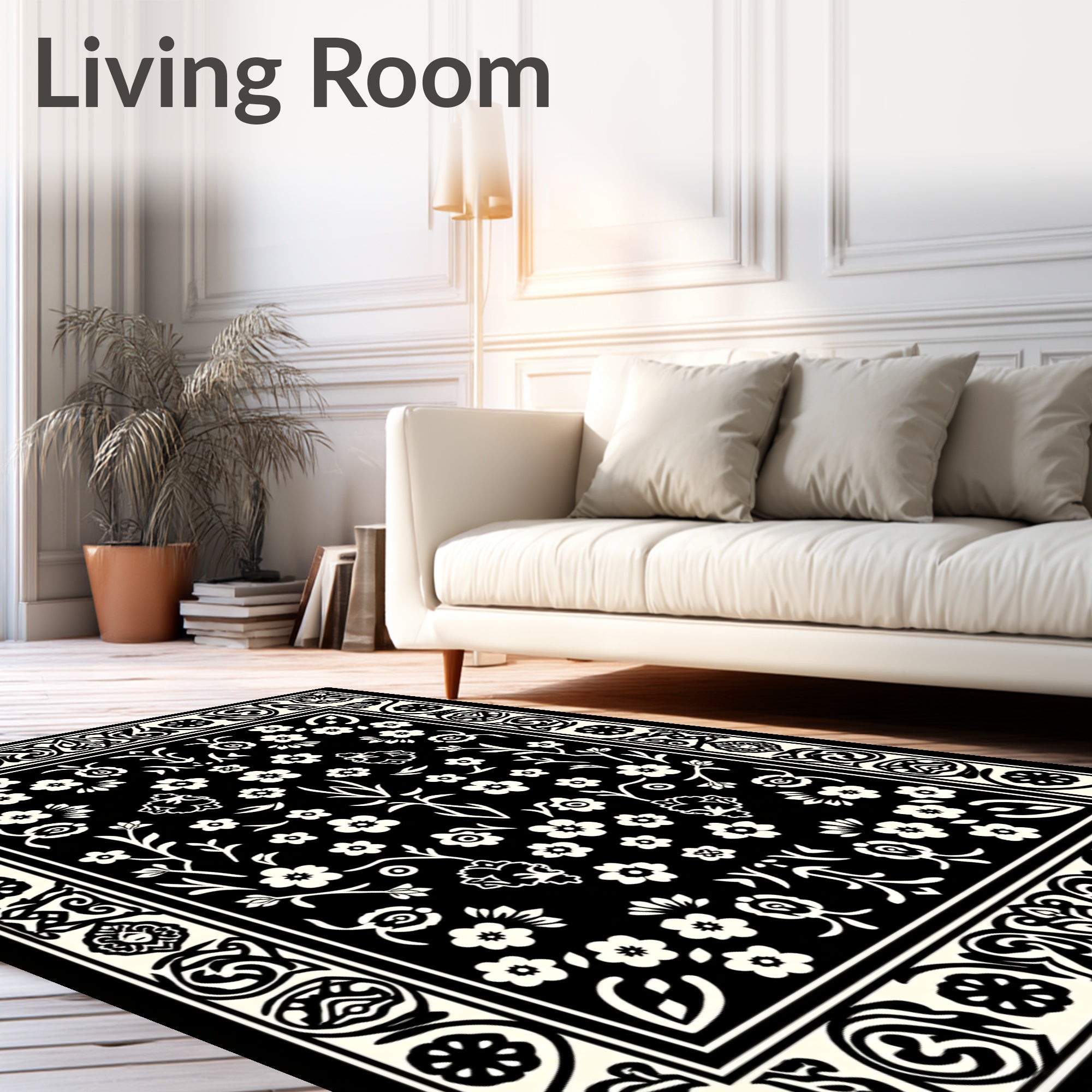 Classic Floral Border Center Pattern Rug
