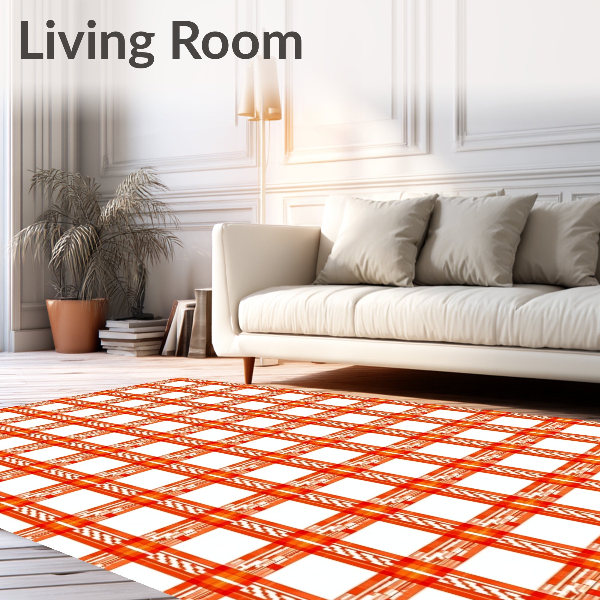 Abstract Red White Checked Pattern Rug