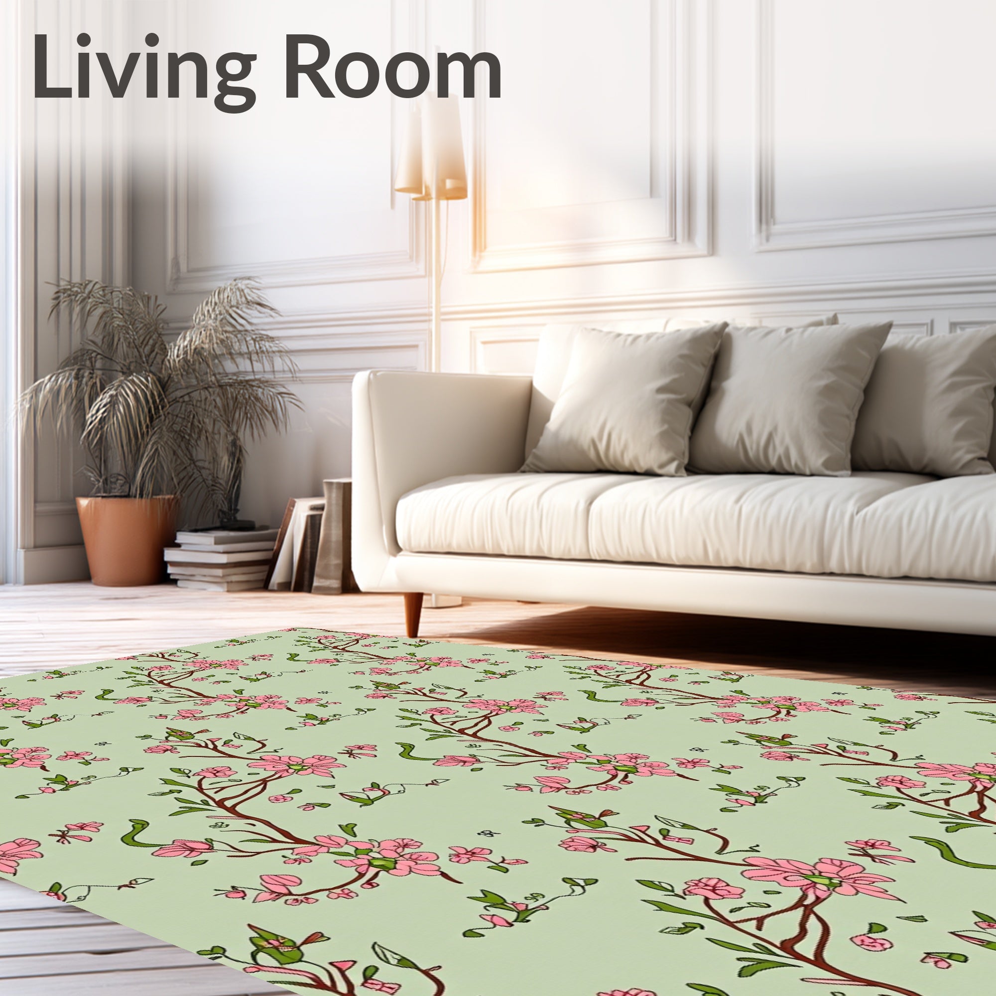 Pink Blossom Branches Pattern Rug