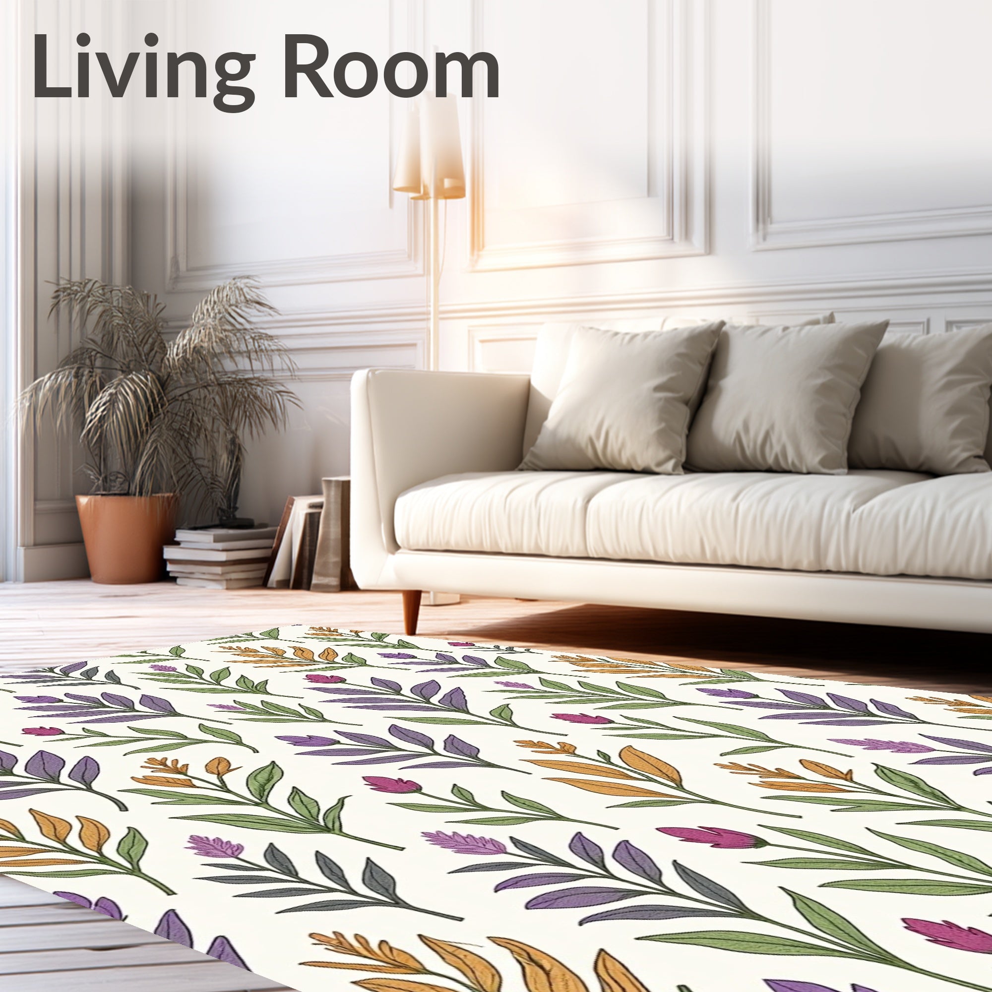 Delicate Floral Leaf Pattern Rug
