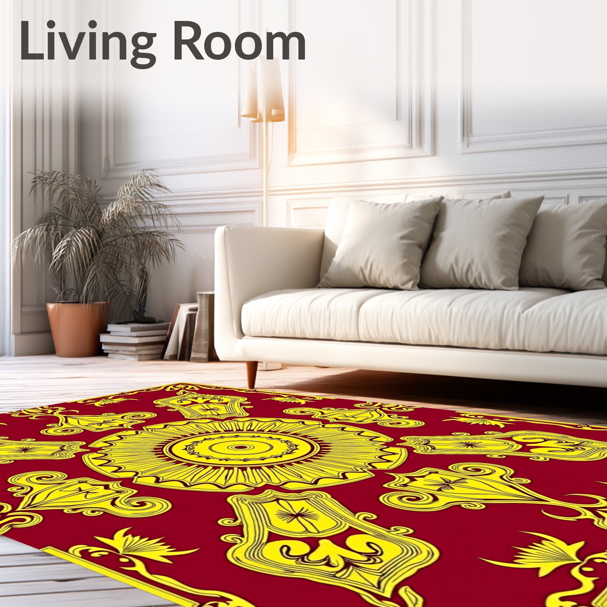Ornate Floral Sunburst Mandala Rug