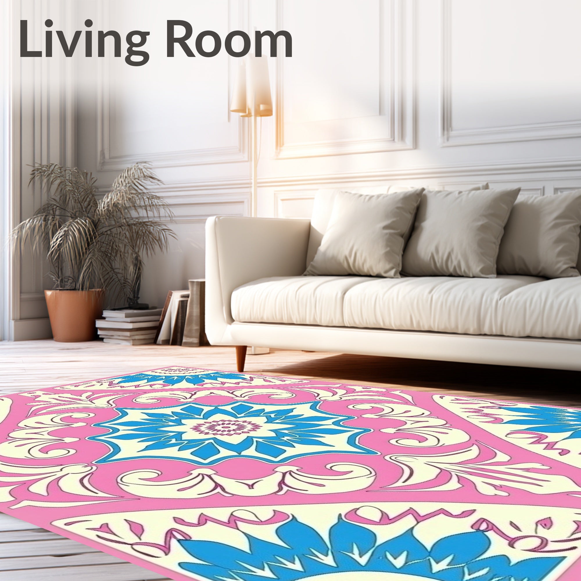 Vibrant Floral And Scrollwork Pattern Rug