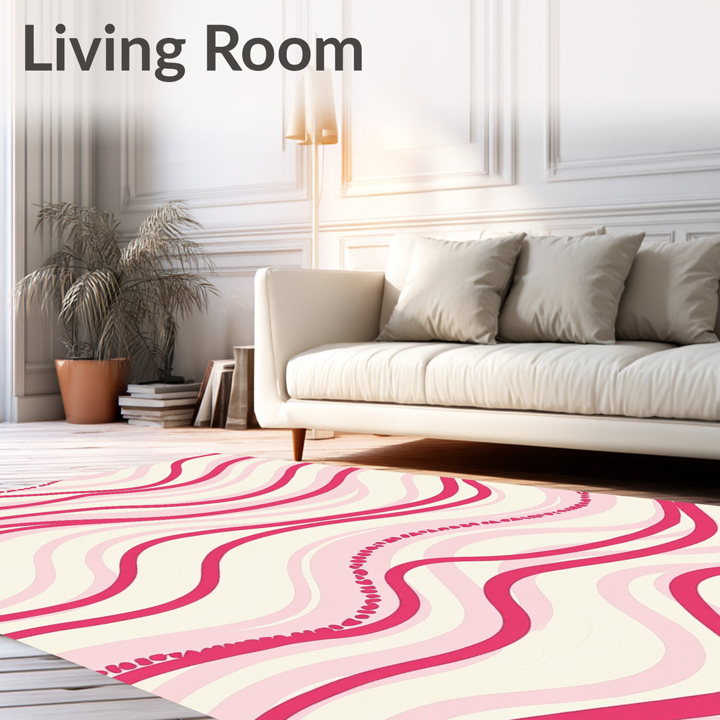 Pink Wave Organic Pattern Rug