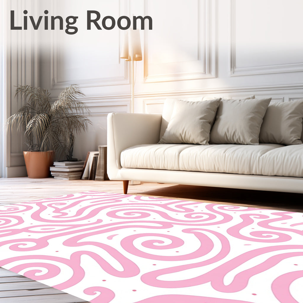 Playful Pink Swirls Pattern Rug