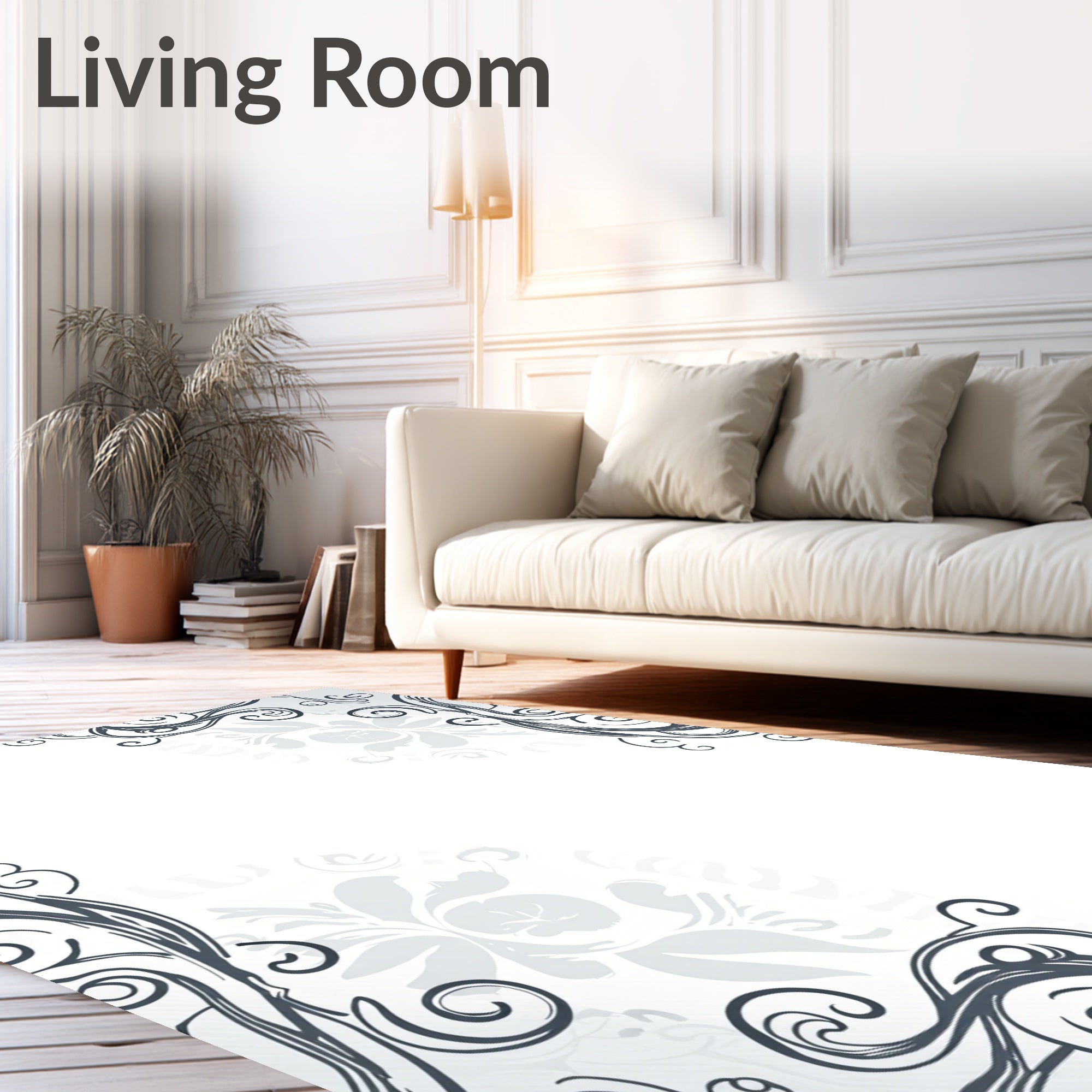Elegant Swirls Floral Pattern Rug