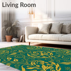 Gold Floral Scrollwork Pattern Rug