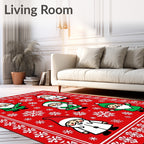 Red Santa Gnomes Snowflake Scatter Rug