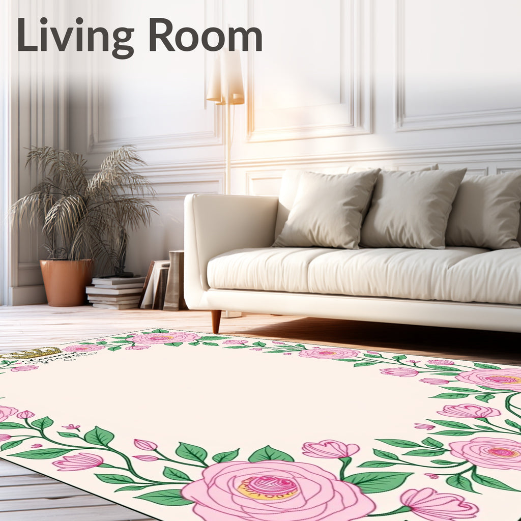 Pink Floral Crown Design Rug