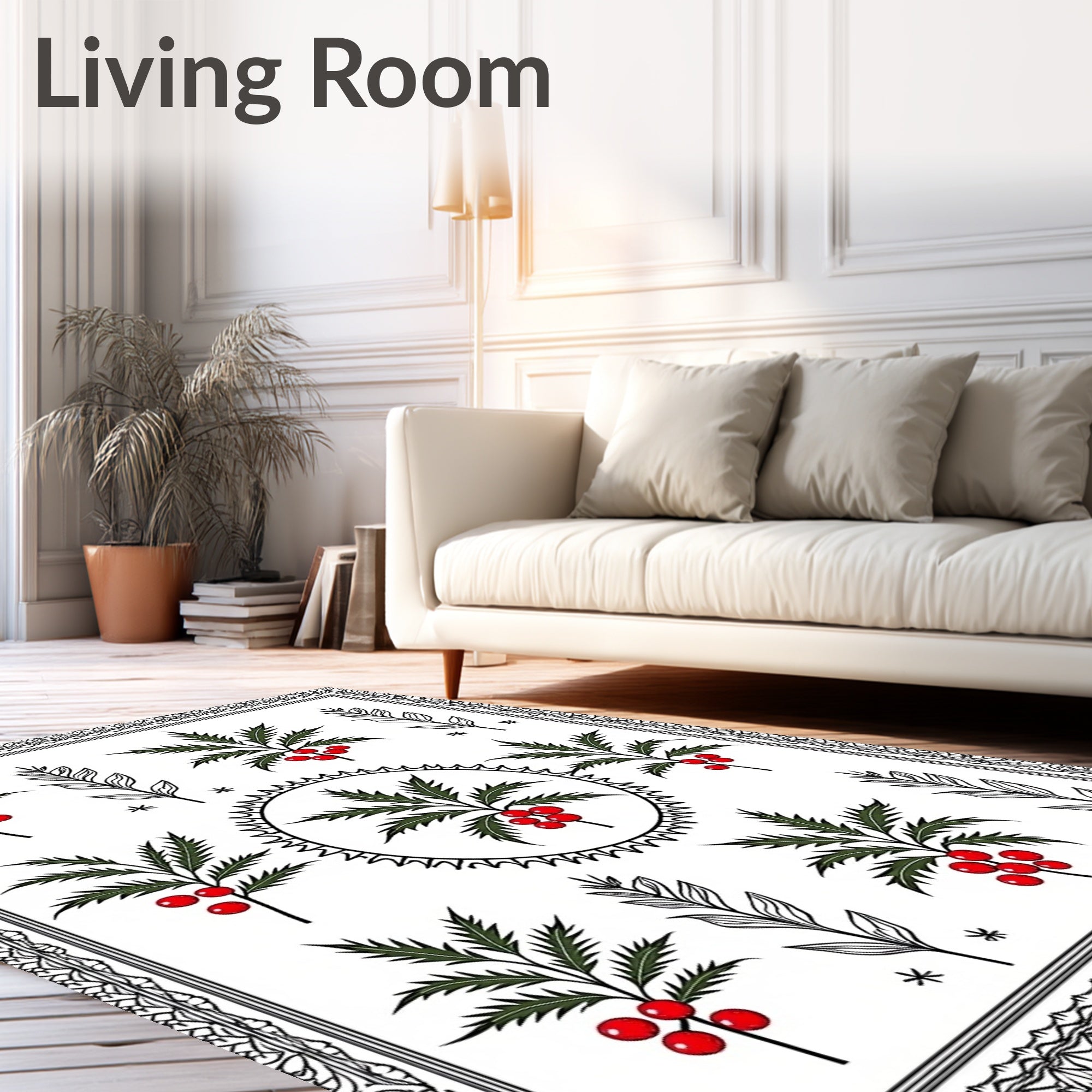 Red Berry Branch Garden Medallion Rug