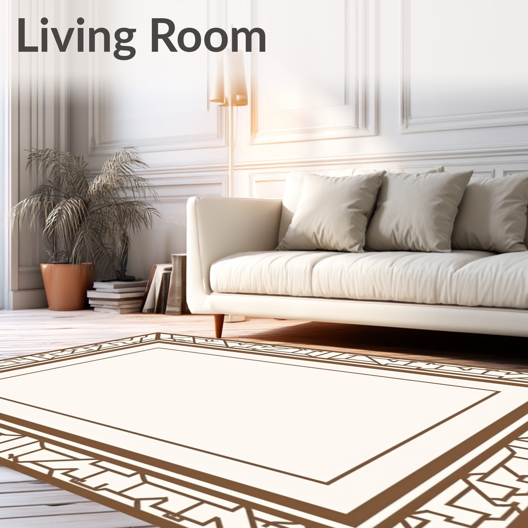 Brown Geometric Art Deco Style Rug
