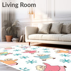 Joyful Children Snowflakes Winter Fun Rug
