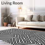 Abstract Black White Geometric Maze Rug